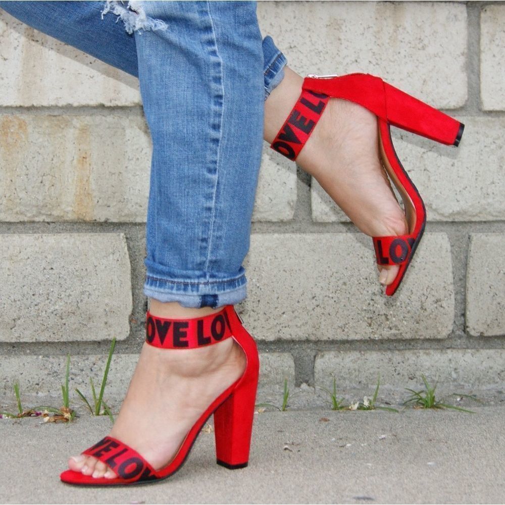 Red Love Block Heel - Picture 3 of 6